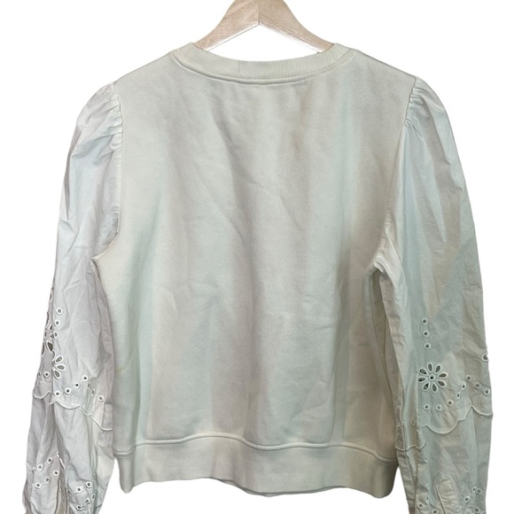 & Other Stories Eyelet Puff Sleeve Ivory Pullover Sweatshirt Size S Minimalist - Picture 4 of 9